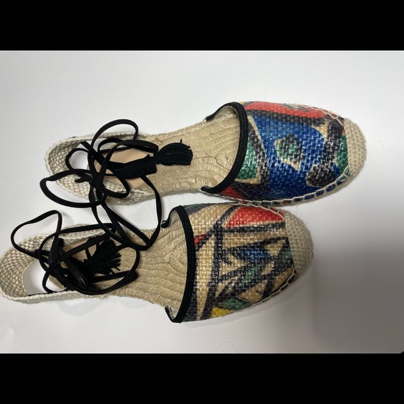 Pre Loved J Crew Baja Raffia Espadrilles Red, Green, Black G4199 Sz 8 - Picture 7 of 12